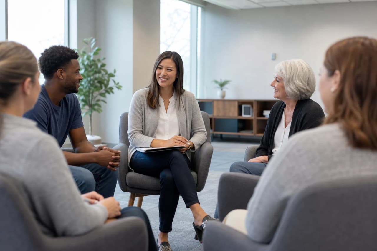 Morning check-in and group therapy in Aria Mental Health's PHP program